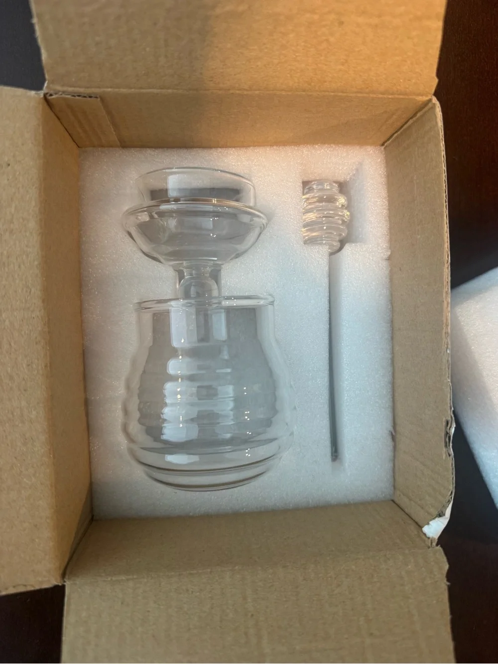 NEW Clear Glass Honey Jar with Dipper